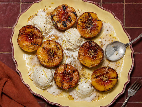 Grilled Peaches with Fennel and Vanilla Ice Cream